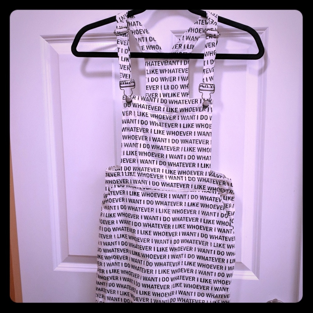 A white overall dress